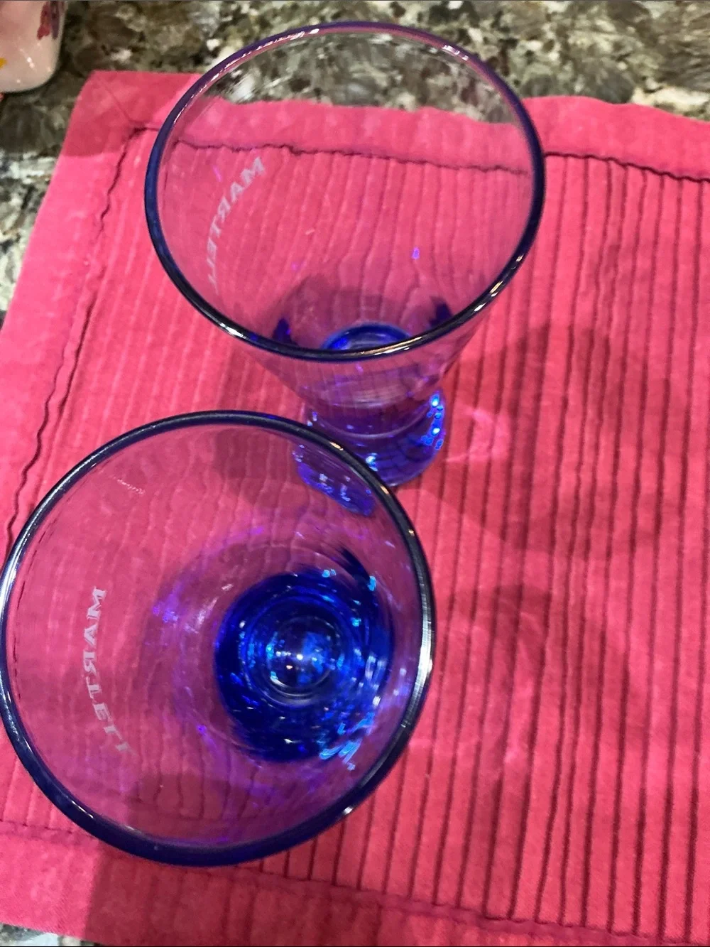 Martell Cognac glasses -Set of 4 Cobalt blue Barware